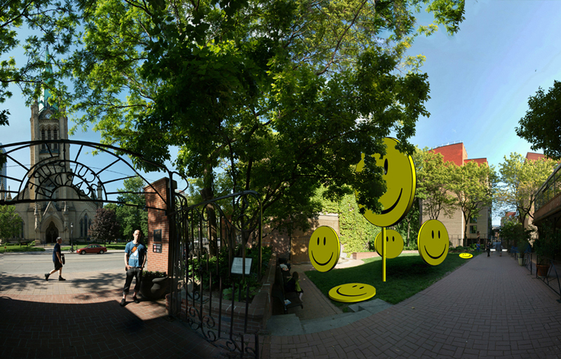 happy face at the sculpture garden