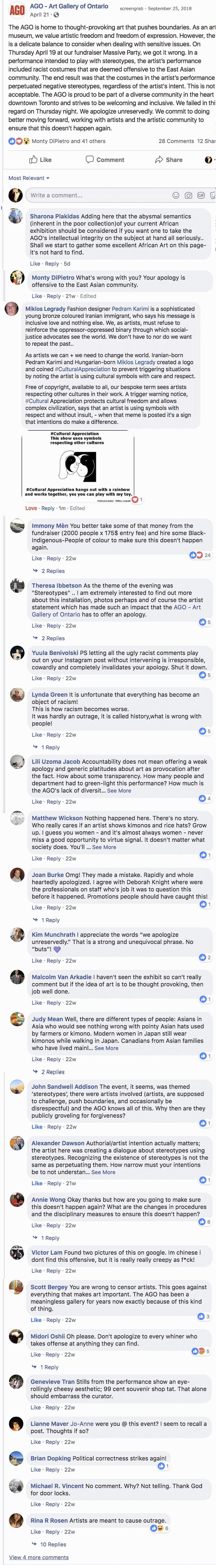 A screengrab of A.G.O. comments