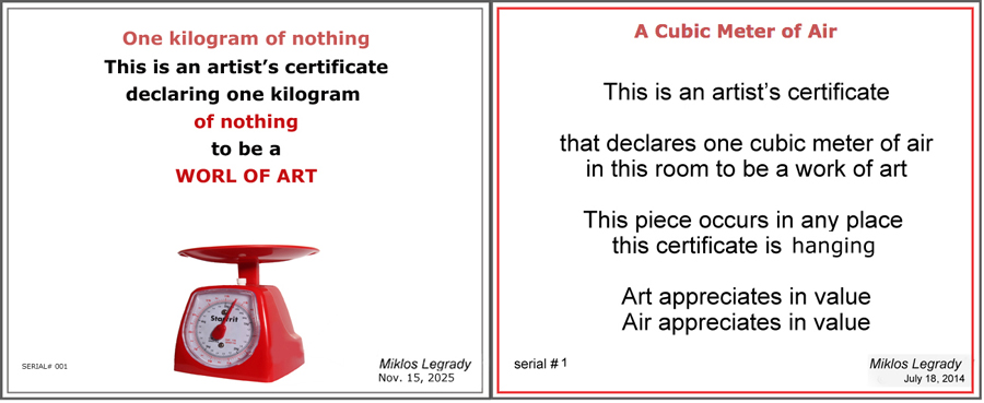 artist certificates